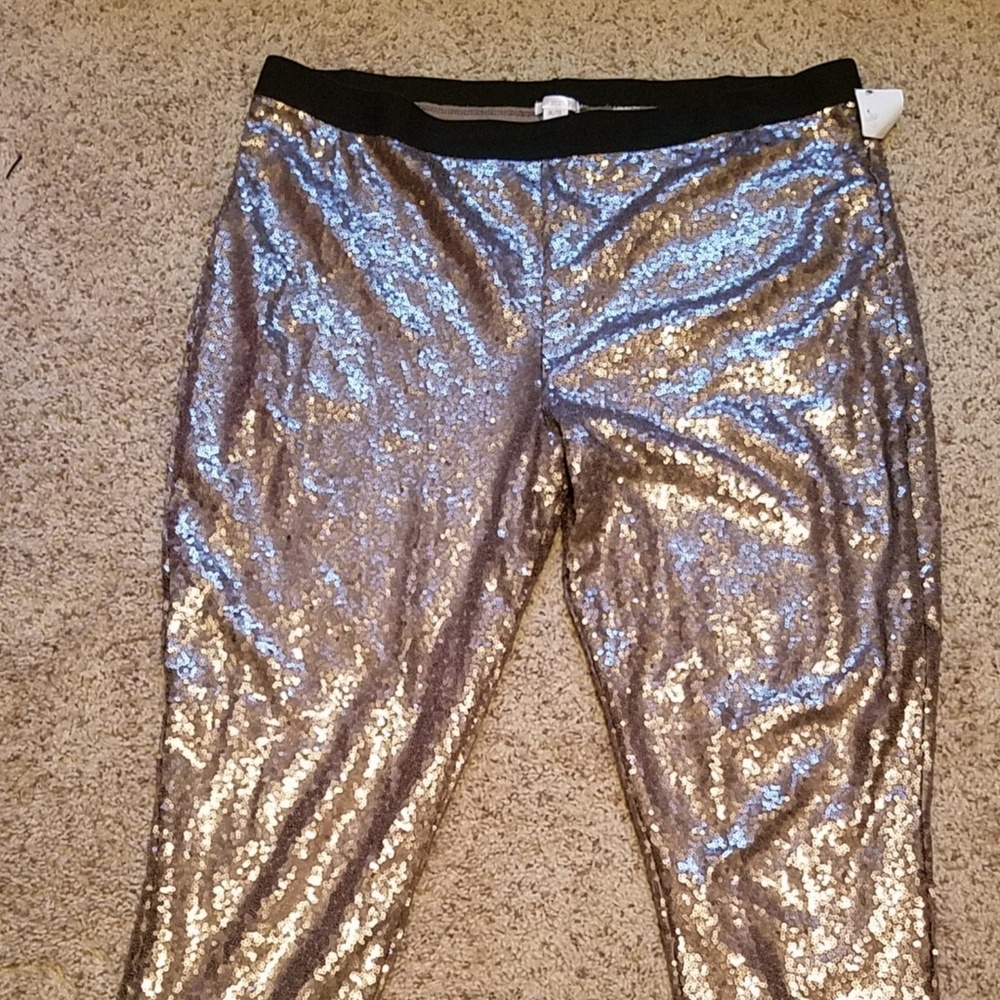 Rose gold sequin leggings